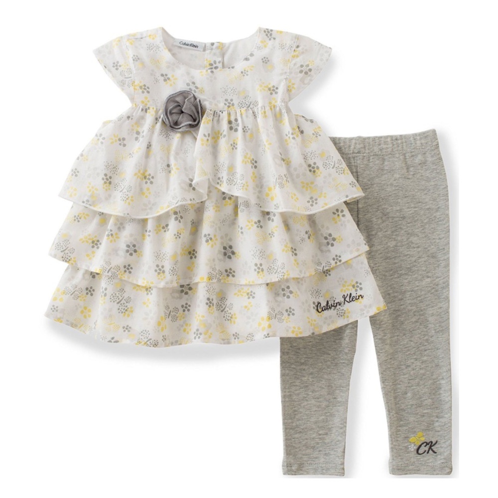 NWT Calvin Klein Baby Girls' 2 Piece Printed Tunic and Legging Set - 24 Months